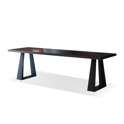 Bureau rectangulaire noir en bois massif et fer