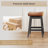 26" Solid Wood Bar Stools Set of 2 with Faux Leather Upholstery and Brown Saddle Seat-628389263-617956987