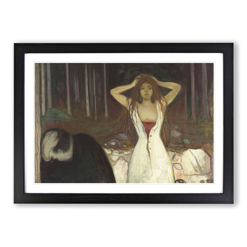 Ashes by Edvard Munch - Picture Frame Painting, 27cm H x 36cm W x 2cm D, Black Framed