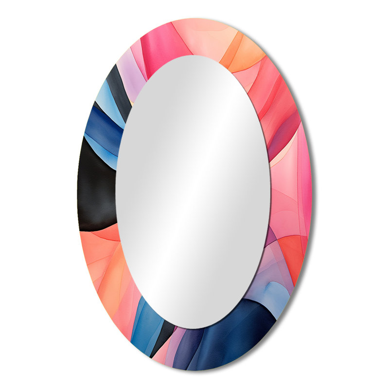 Geometric soft colors patterns V - Modern Oval Wall Mirror, 36" H x 24" W