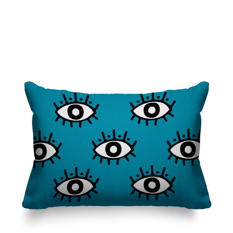 Coussin intérieur / extérieur Ankara Evil Eye, Turquoise