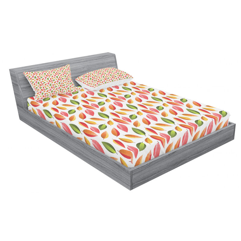 Microfiber Patterned Fitted Sheet, Queen Fitted Sheet with 2 Pillowcases