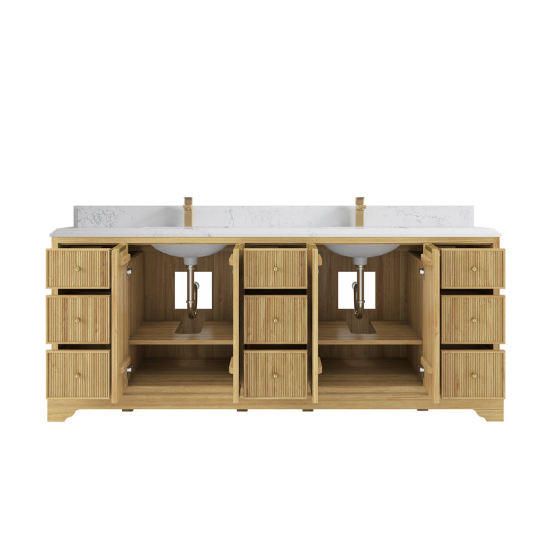 84'' Double Bathroom Vanity with Quartz Top, Empira