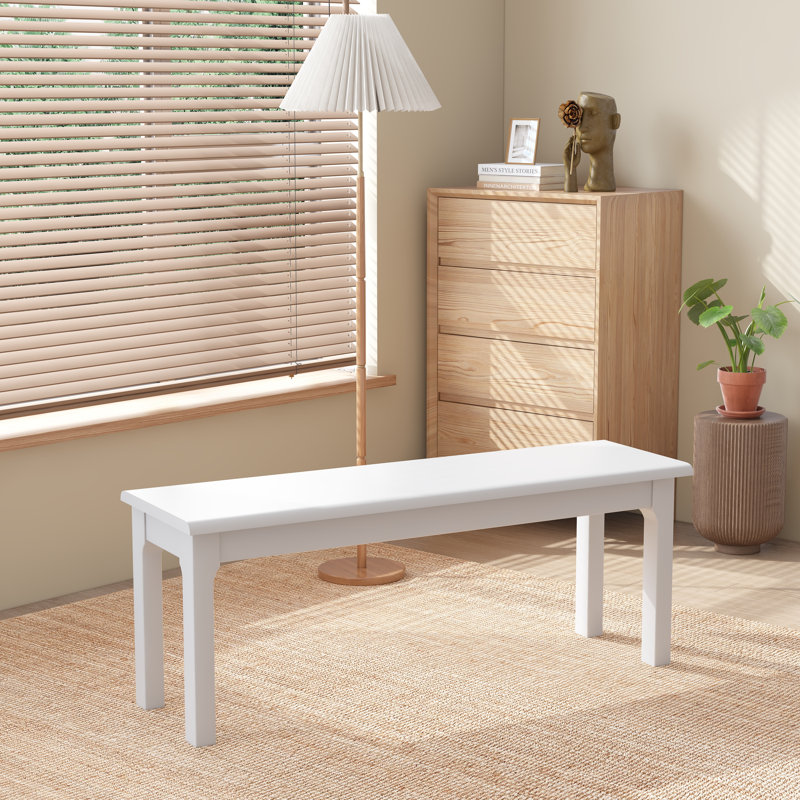 Banc de salle à manger 55,1 po, H 17,7 po x l 55,1 po x P 14,2 po, Blanc