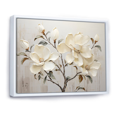 Fleur de magnolia beige et vert - art mural Magnolias