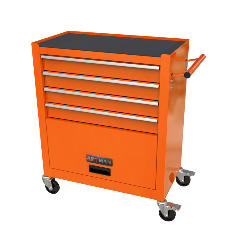 Chariot à outils multifonctionnel avec 4 roulettes - Orange, Orange