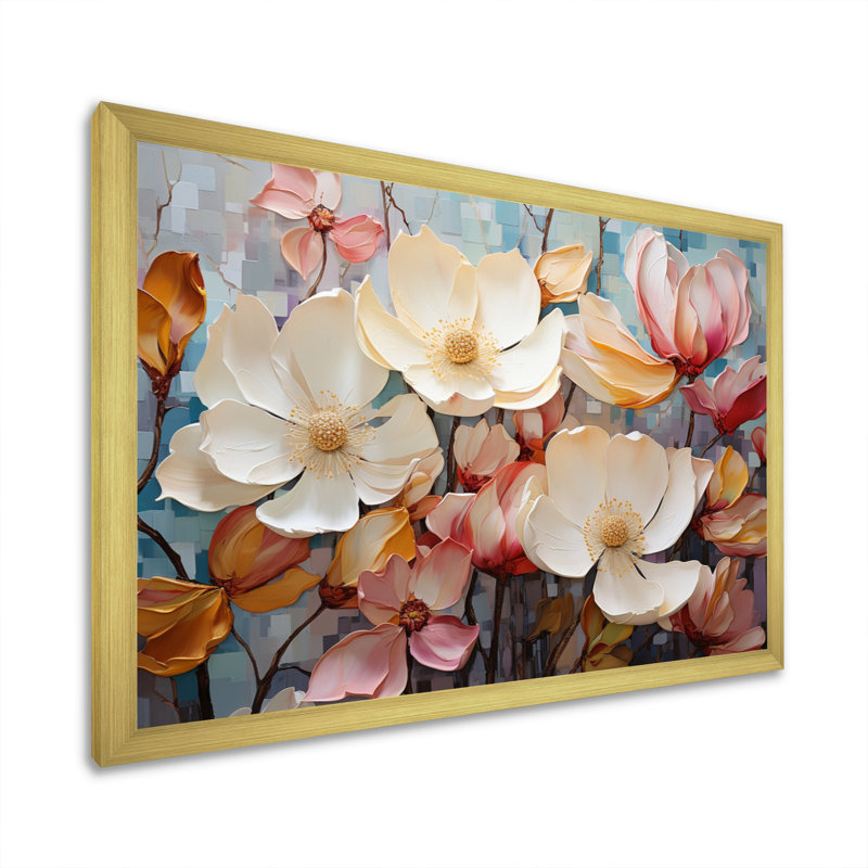" White Pink Magnolias Magnolia Symphony II ", Cadre doré à une seule photo, H 12 po x l 20 po x P 1 po