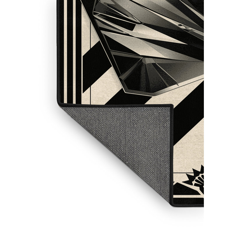 Tapis beige doux et moelleux à motif géométrique art déco Elwell, 4 x 2