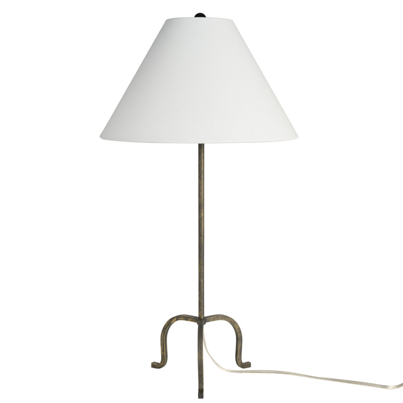 28" Black Wrought Iron Heritage Metal Slim Tripod Table Lamp
