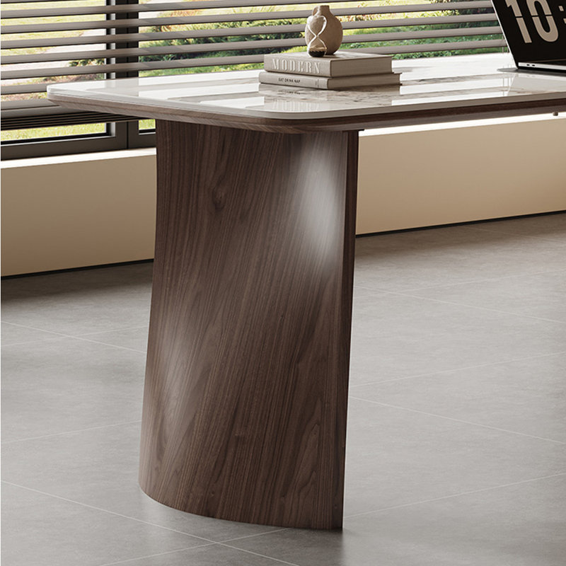 Bureau en pierre frittée en bois massif, H 29,53 po x l 86,61 po x P 31,5 po
