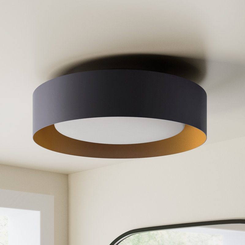 Savita 15.7" Flush Mount, Black/Gold