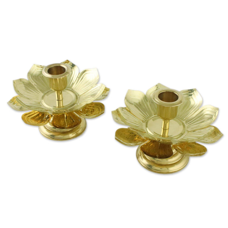 Chandelles lumineux lotus en laiton