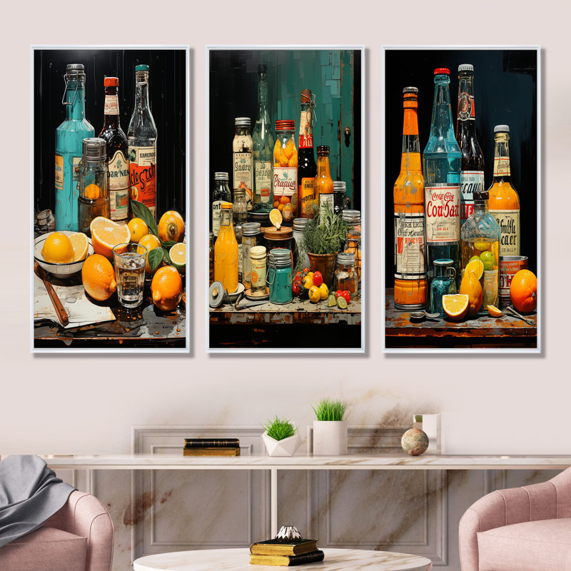 Zeste urbain cocktail et condiments, H 28 po x l 36 po, Cadre flottant blanc