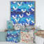 Grue japonaise sur vagues bleues - Impression sur toile-67418016-67418014
