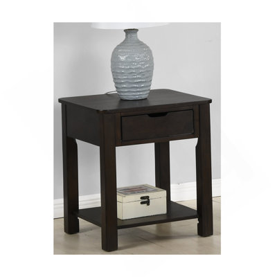 Fiorenza 20"W Dark Brown MDF End Table With Drawer