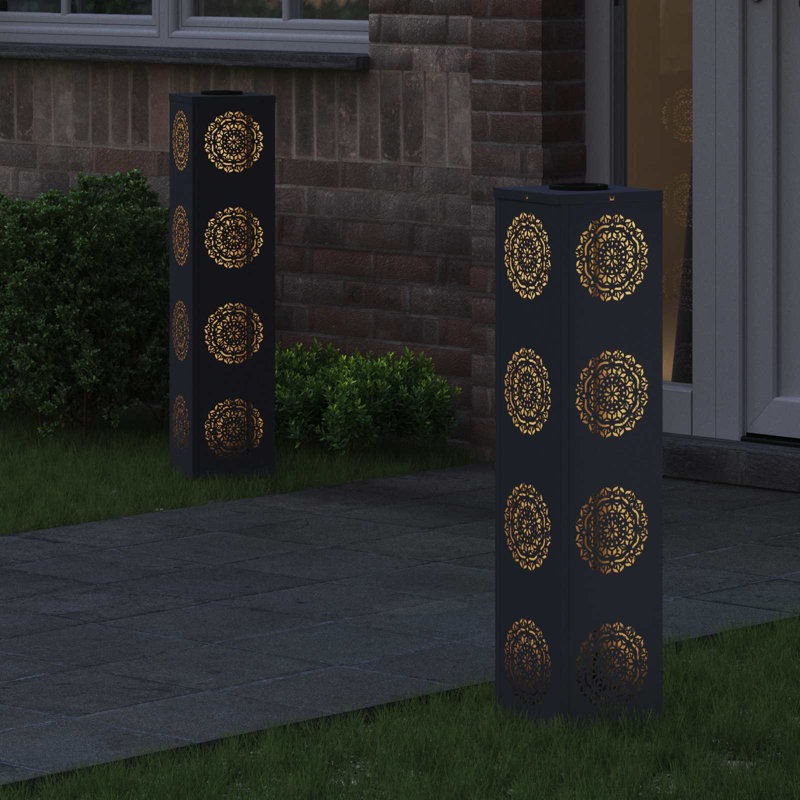 No Power Source Required / Manual Steel Pathway Light, Anthracite, 80cm H x 18cm W x 18cm D