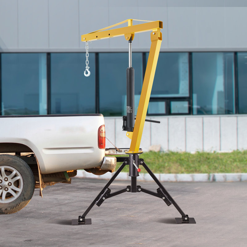 Heavy-Duty Yellow and Black Hydraulic Pickup Truck Crane
