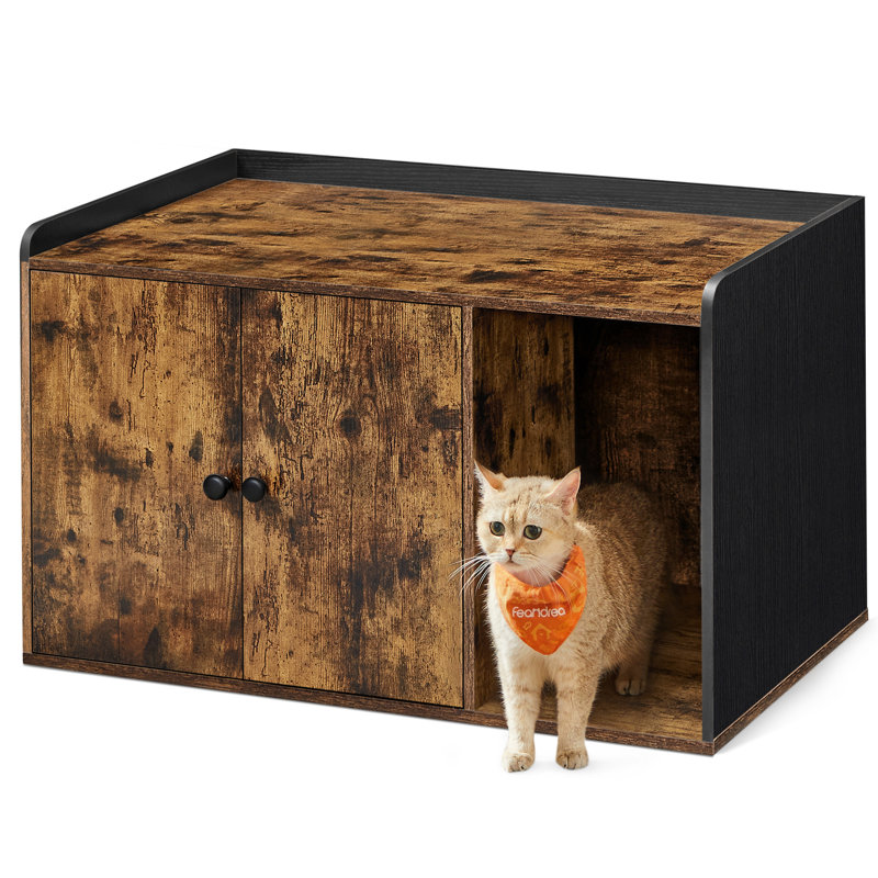 Litter Box Enclosure, Rustic Brown/Black