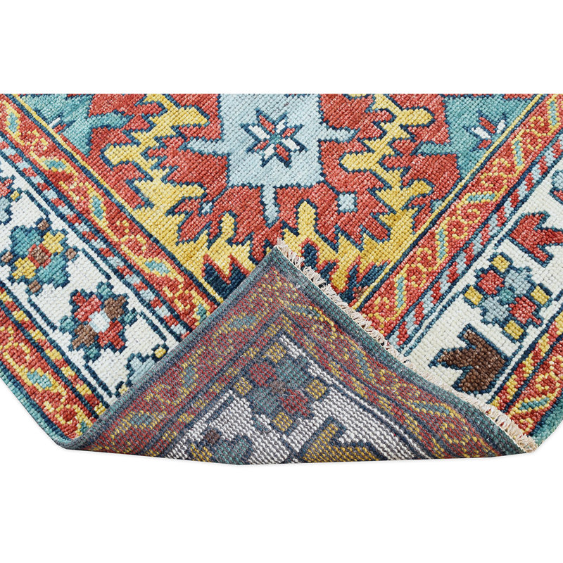 Tapis multicolore de haute qualité noué à la main, Rectangle incorrect 4 pi x 6 pi