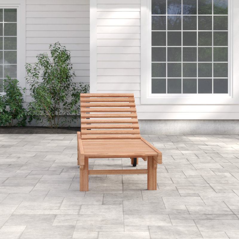 Zada 205cm Long Reclining Teak Single Chaise, Light Brown