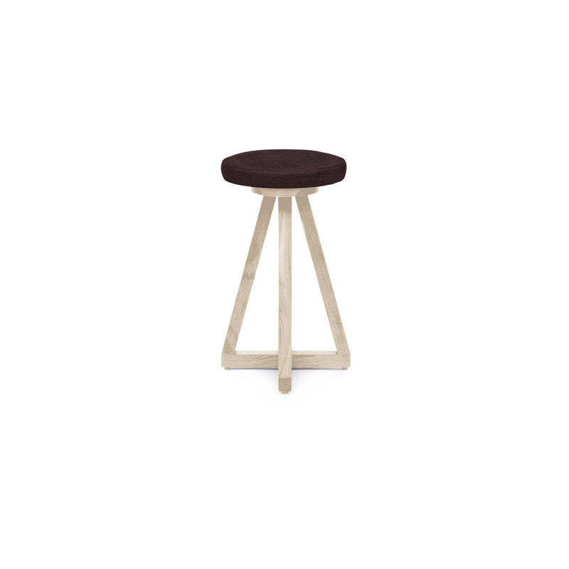 Artless Swivel Upholstered Counter Stool with Solid Wood Frame, Burgundy, Bleached White Oak, No Ring