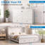 Lit escamotable 2 en 1, format double et grand lit avec station de recharge-408405681