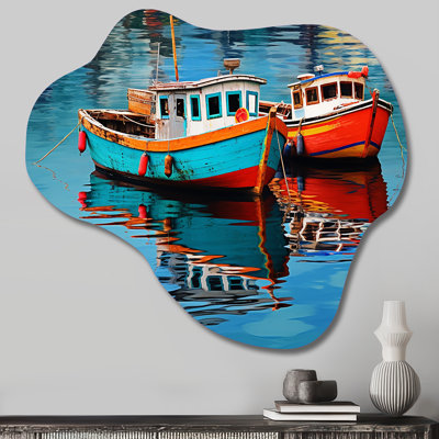 Bateau de pêche Melody II - décoration murale asymétrique en métal, sculpture murale en métal nuage