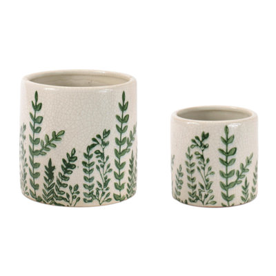Botanical Fern Stoneware Planter