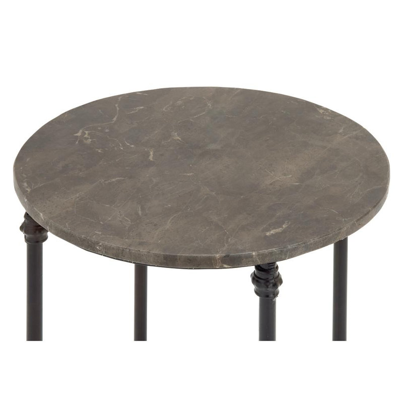 Eastchester Marble Side End Accent Table with Bronze Metal Legs, Beige/Brown