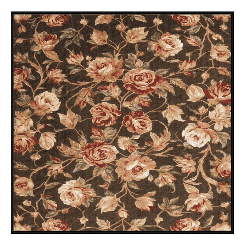 Tapis brun turc lavable à la machine, Carré 5 pi