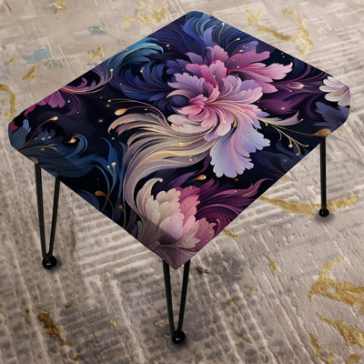 Astral Blue Purple Damask Radiance - Damask Rectangle Ottoman