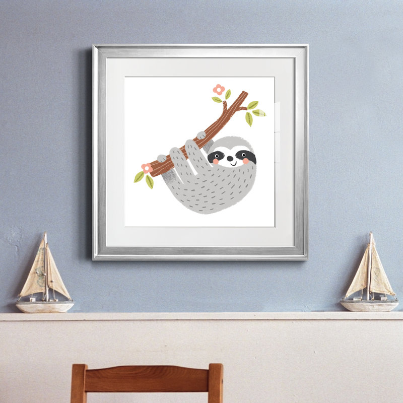 Gris paresseux - cadre photo, reproduction d'art sur papier, Papier avec cadre argenté, H 26,5 po x l 26,5 po x P 1,5 po