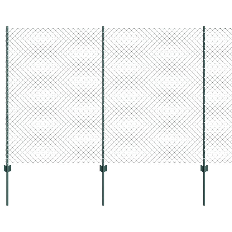 Vidaxl Fence With Posts Steel, Green, 160cm H x 1000cm W x 2.7cm D