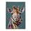 Girafe avec foulard vibrant, art mural sur toile - 21 po x 29 po - Cadre argent champagne