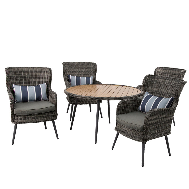 Curnow Rattan Wicker 4 - Person Seating Group with Cushions