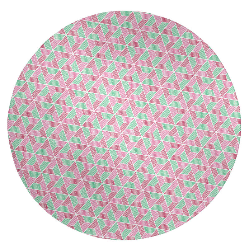 Chenille Geometric Indoor Rug, Round 5'