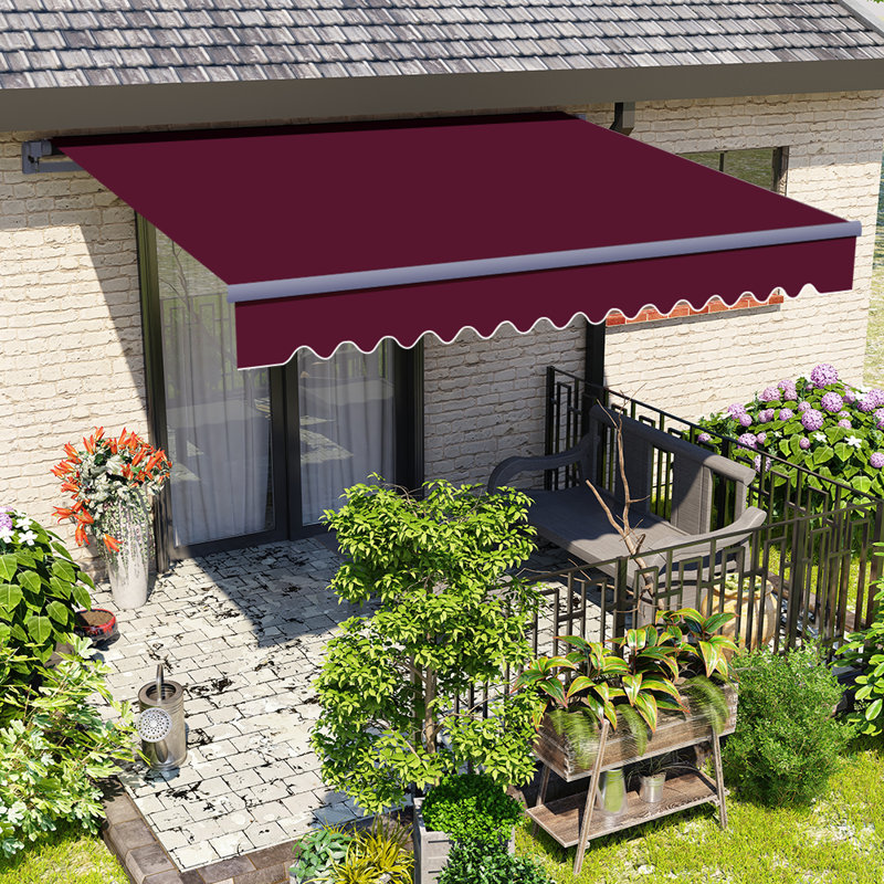 Dakota Fields 250cm W x 200cm D Fabric Cover Retractable Patio Awning, Wine Red