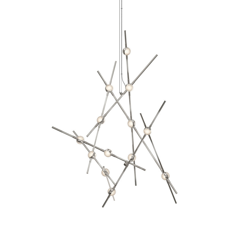 Constellation 13 - Light LED Chandelier, Clear, Satin Nickel, 2700K