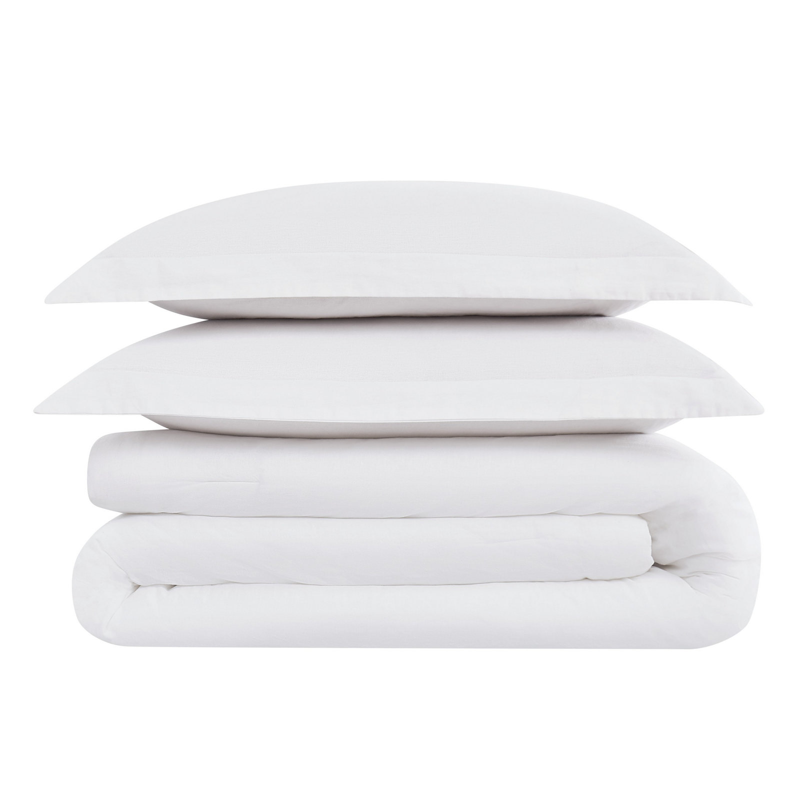 Nena Linen Comforter Set, King Comforter + 2 King Pillow Shams, White