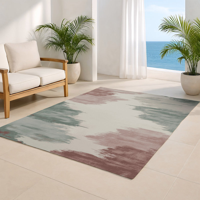 Tapis intérieur et extérieur gris Watercolor, Rectangulaire 2 pi x 3 pi