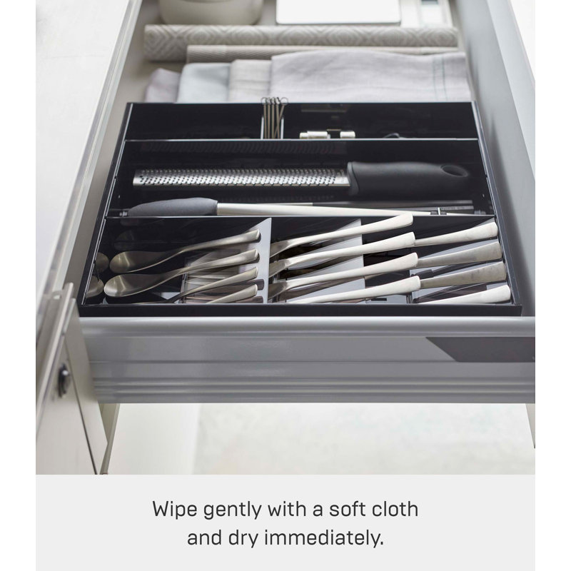 Yamazaki Home Tower Expandable Cutlery Tray - Black ABS Plastic