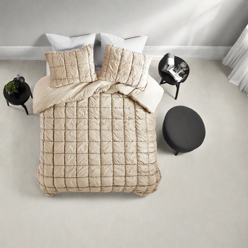 Ensemble de literie en velours luxueux, édredon en polyester pour chambre à coucher confortable