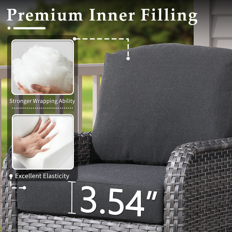 6 - Person Outdoor Seating Group With Cushions, Black