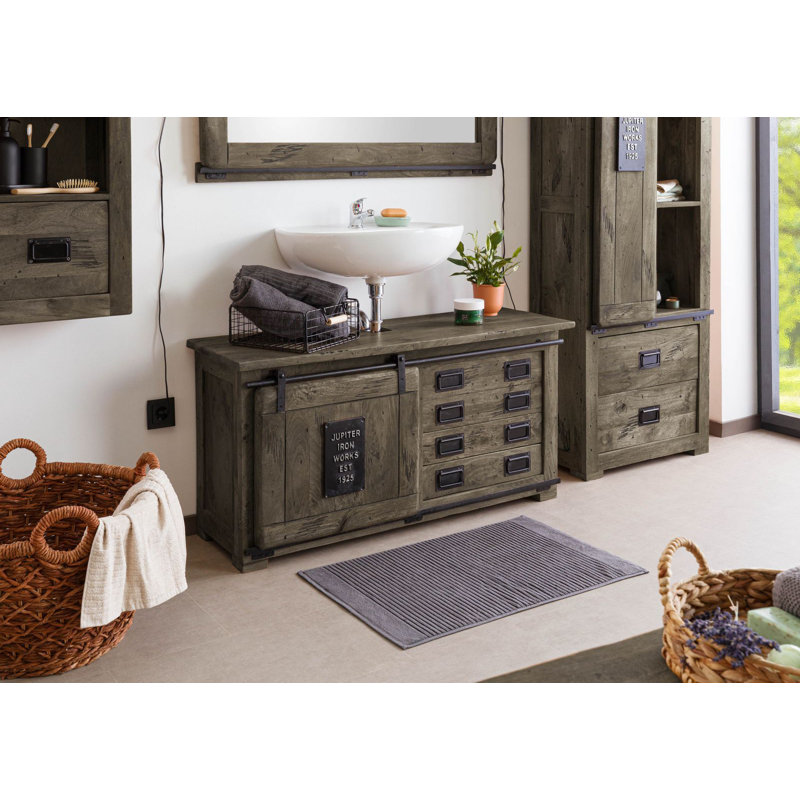Railway 120cm Single Bathroom Vanity Base Only, Grey