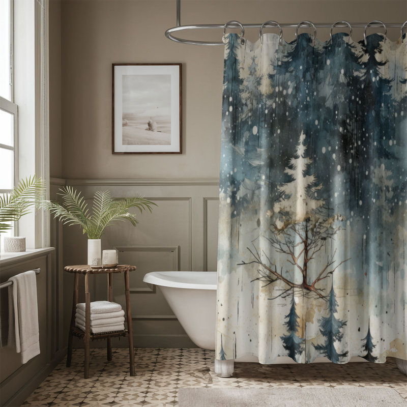 Rideau de douche Winter Tree Art - Premium, H 74 po x l 71 po