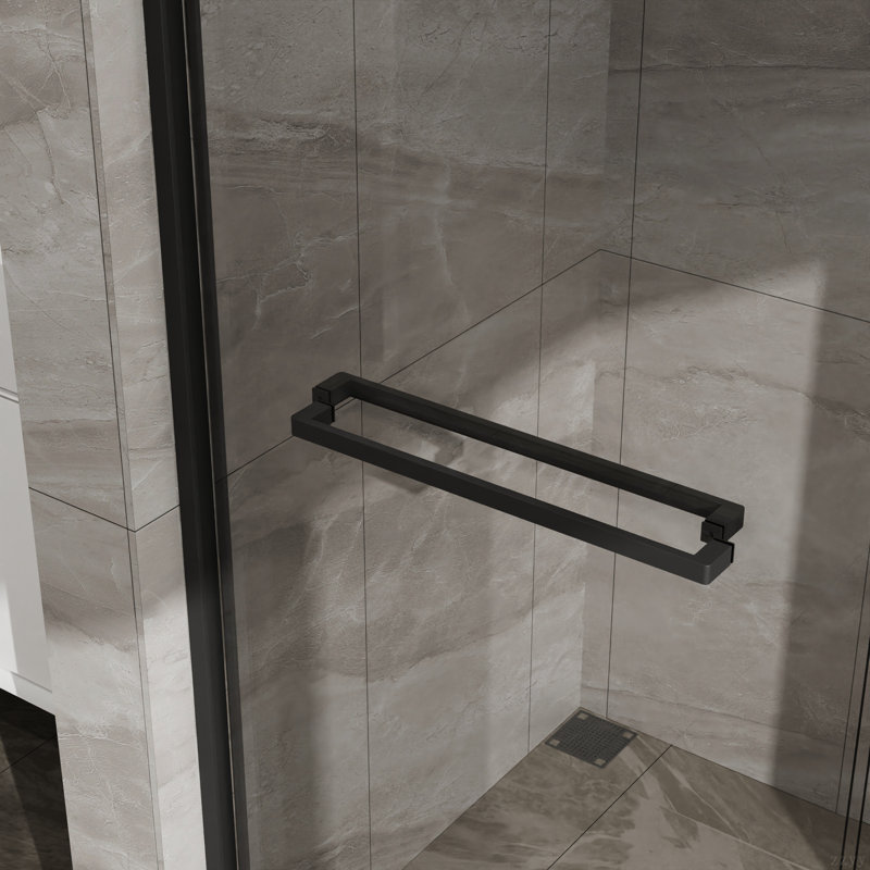 Double Sliding Glass Shower Door, Aluminum Framed Shower Enclosure With SGCC Clear Tempered Glass, Stainless Steel Hardware, Matte Black