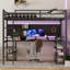 Lit mezzanine en métal avec bureau et tablettes, cadre de lit mezzanine pour chambre à coucher-725830128-725830134