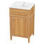 Meuble-lavabo en bois de 20 po avec lavabo, pieds en bois massif, tablette réglable, tiroir inclinable, poignées en bois, armoire autoportante moderne pour petite salle de bain