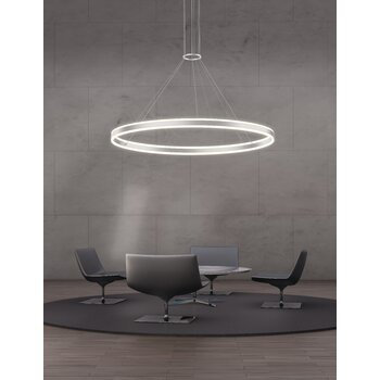 Bright Satin Aluminum LED Ring Pendant Light