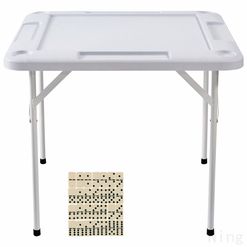 Table de jeu Mahjong, table pliante pour 4 joueurs et 4 porte-gobelets blanc, L 37,8 po x l 38,58 po x H 2,76 po, Blanc